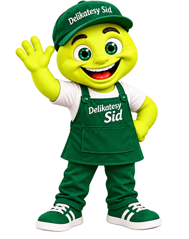 Maskotka Delikatesów Sid macha na powitanie